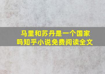 马里和苏丹是一个国家吗知乎小说免费阅读全文