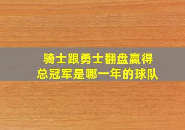 骑士跟勇士翻盘赢得总冠军是哪一年的球队