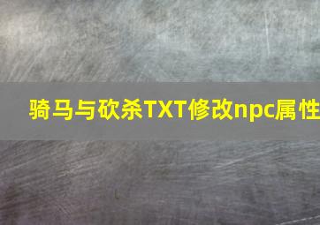 骑马与砍杀TXT修改npc属性