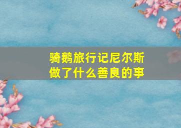 骑鹅旅行记尼尔斯做了什么善良的事