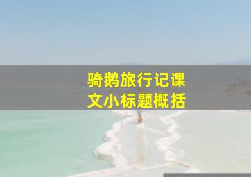 骑鹅旅行记课文小标题概括