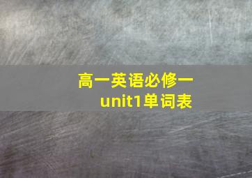 高一英语必修一unit1单词表