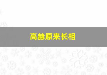 高赫原来长相