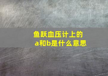 鱼跃血压计上的a和b是什么意思