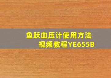 鱼跃血压计使用方法视频教程YE655B