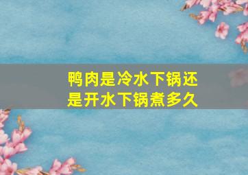 鸭肉是冷水下锅还是开水下锅煮多久