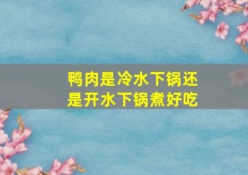 鸭肉是冷水下锅还是开水下锅煮好吃