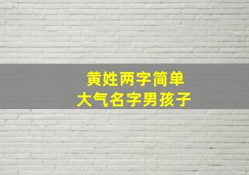 黄姓两字简单大气名字男孩子