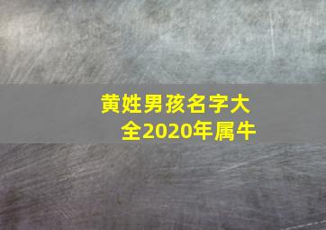 黄姓男孩名字大全2020年属牛