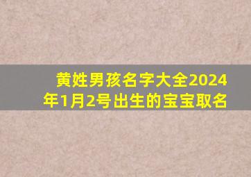 黄姓男孩名字大全2024年1月2号出生的宝宝取名